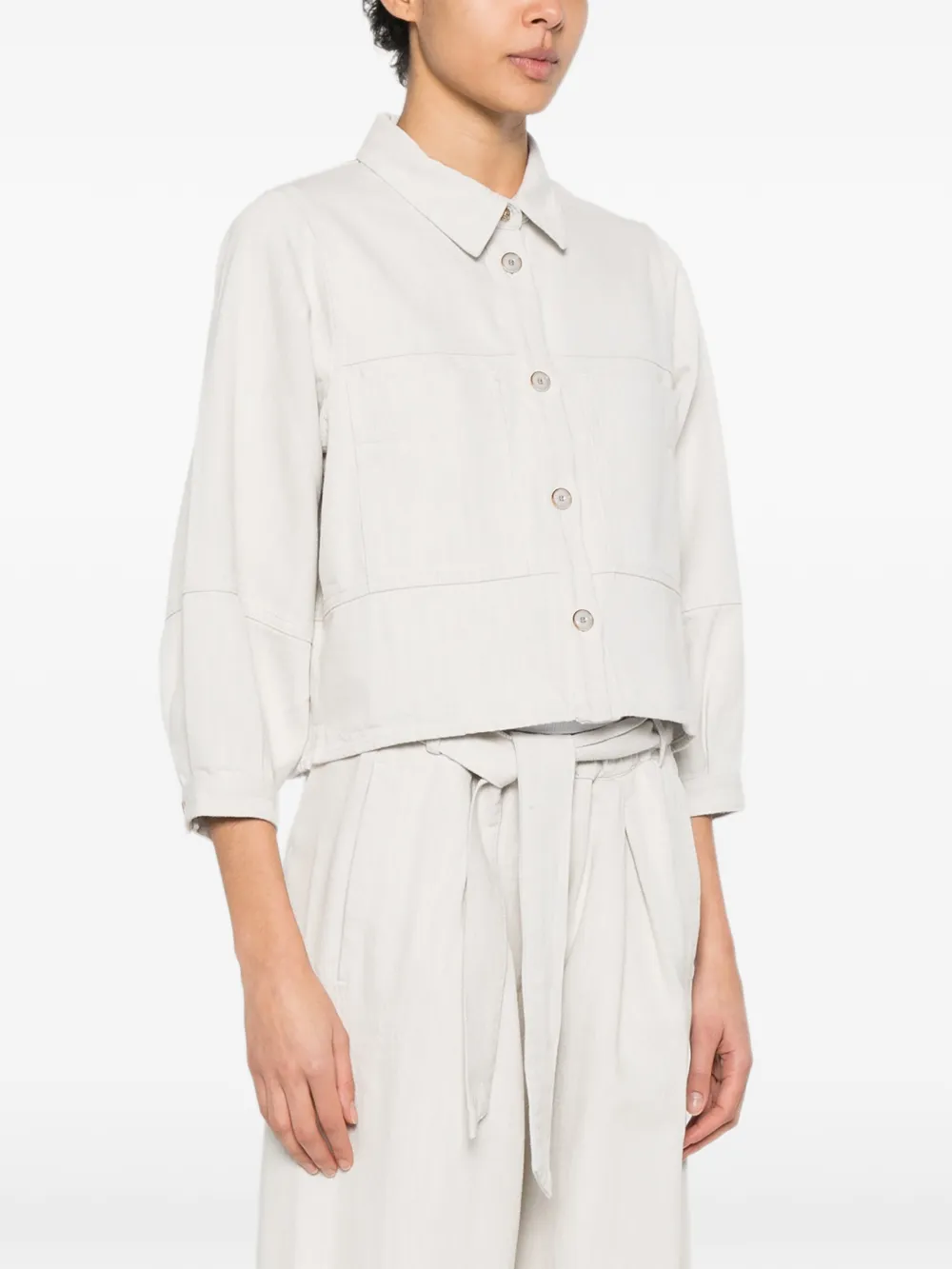  Sessùn Leone Button-front Cropped Jacket - Grey 