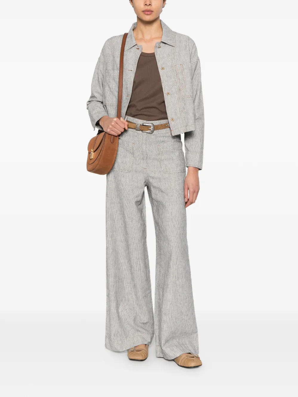  Sessùn Notteri Cropped Shirt Jacket - White 