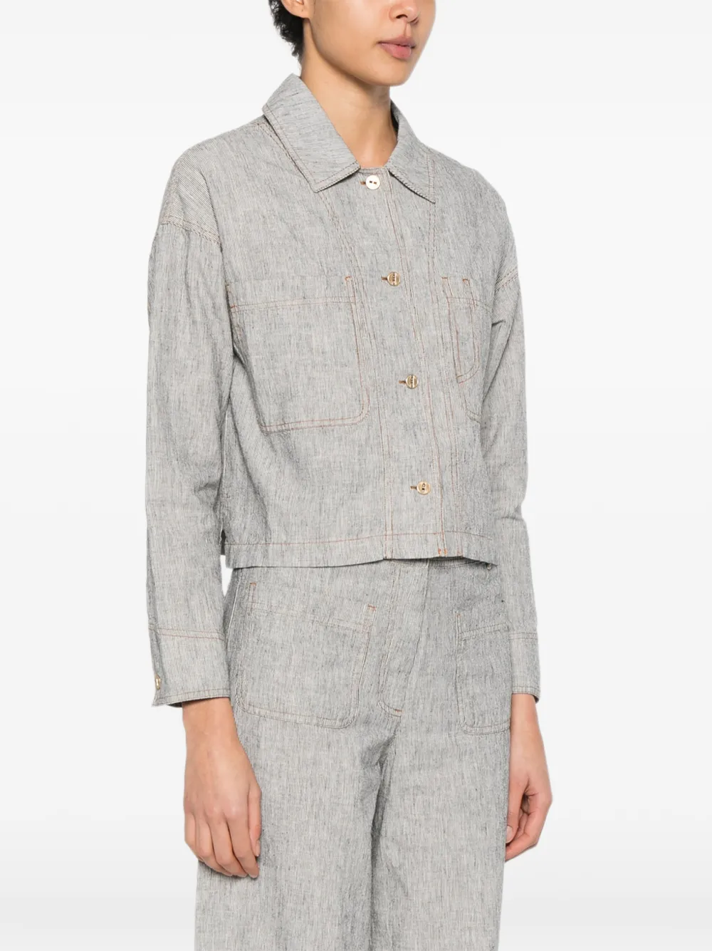  Sessùn Notteri Cropped Shirt Jacket - White 