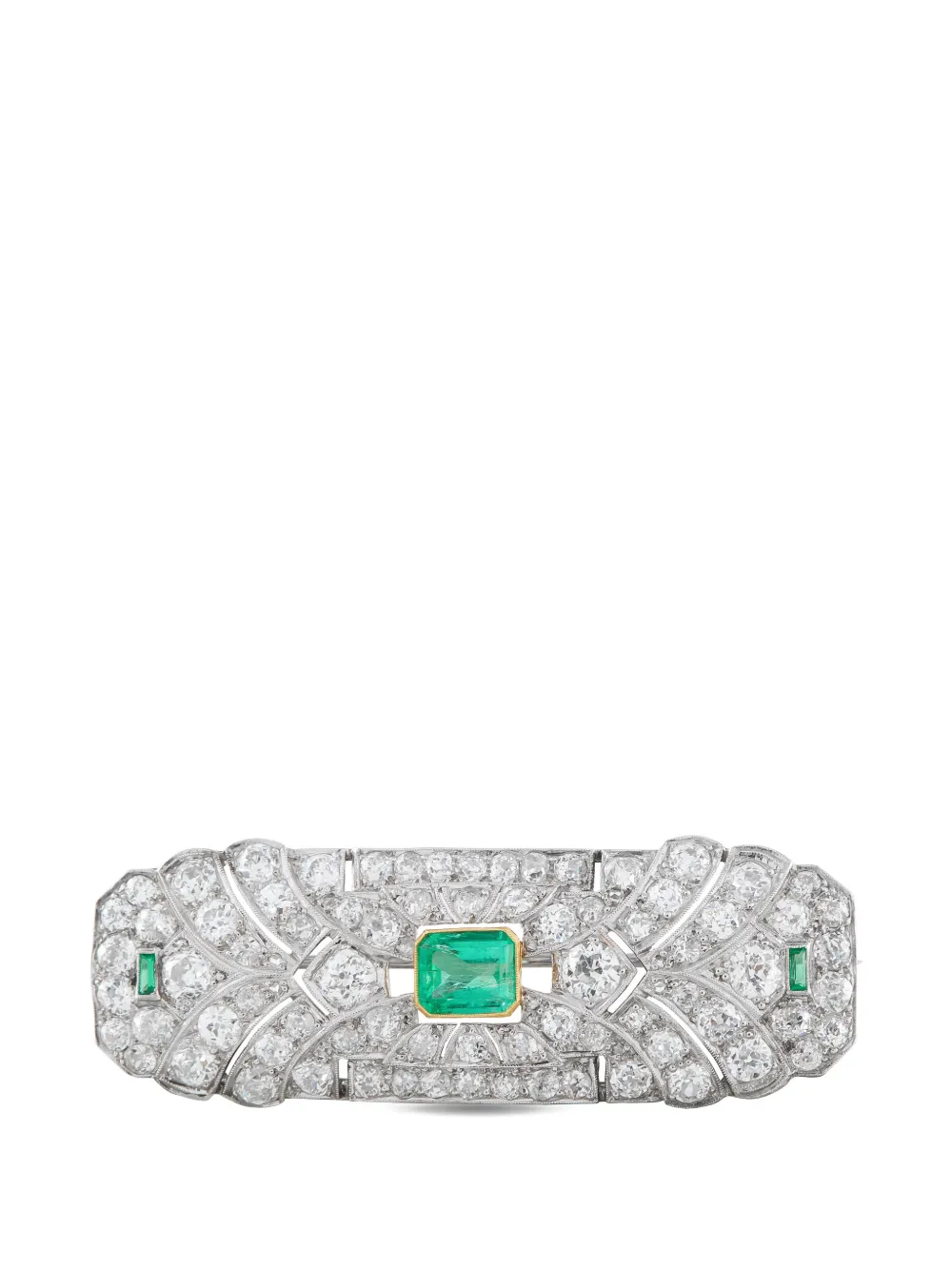 LB Exclusive Art Deco diamond emerald brooch - Argento