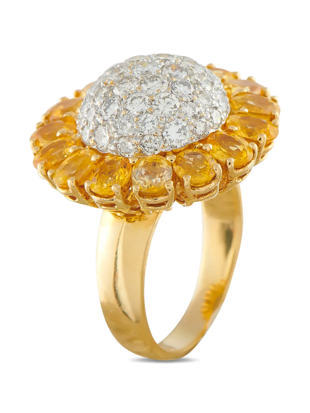 LB Exclusive sunflower diamond and sapphire ring - Oro