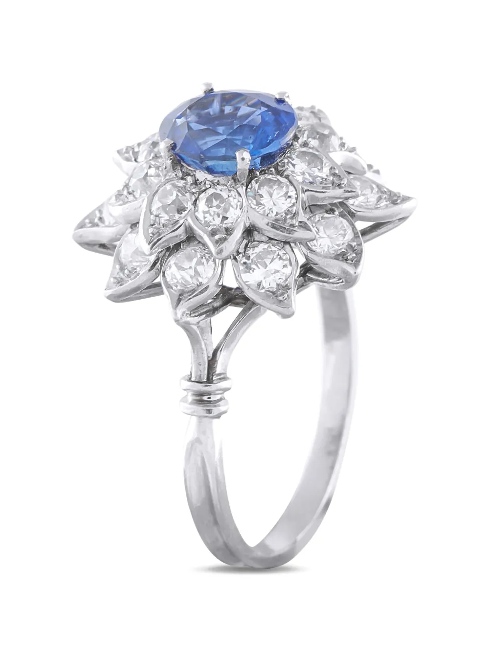 LB Exclusive diamond sapphire flower ring - Argento