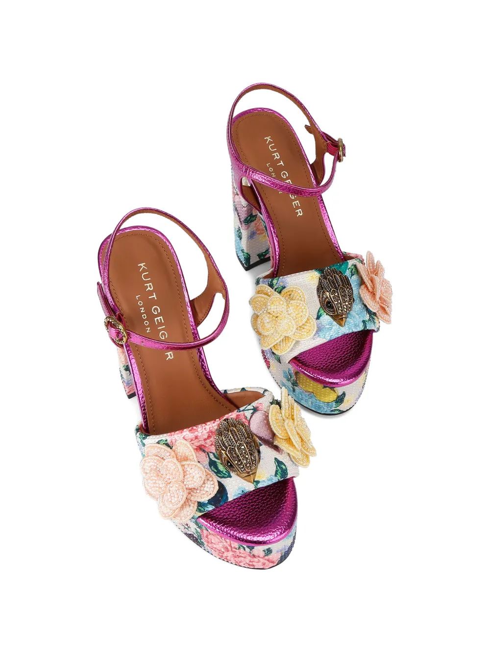 Kurt Geiger London Kensington sandalen met plateauzool en bloem-verfraaiing Roze