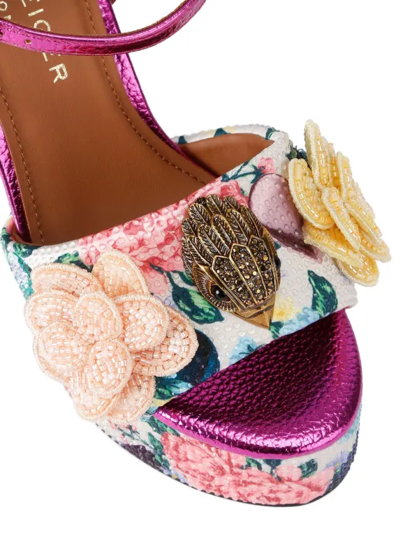 Kurt Geiger London Kensington Floral Embellished Platform Sandals