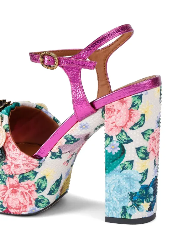 Kurt Geiger London Kensington Floral Embellished Platform Sandals