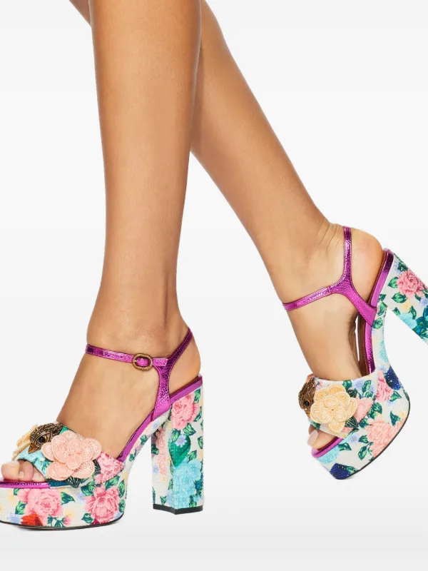 Kurt Geiger London Kensington Floral Embellished Platform Sandals