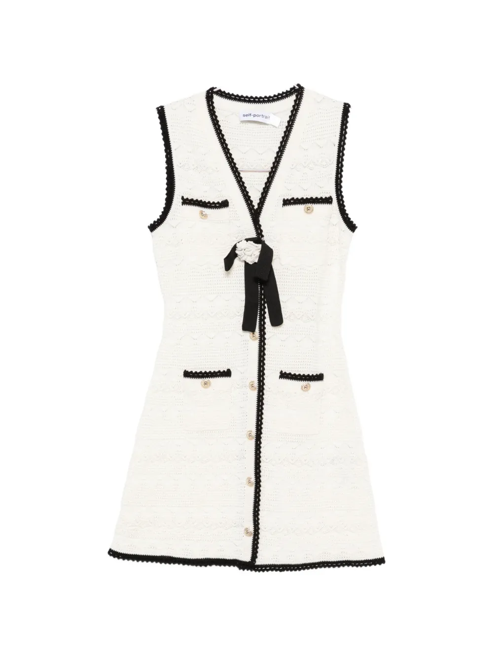 Self-Portrait bow-detail mini dress - White
