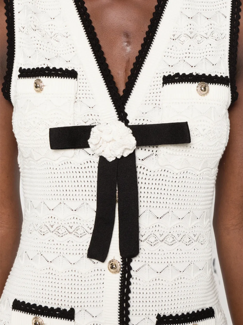 Self-Portrait Mini-jurk met strikdetail Wit