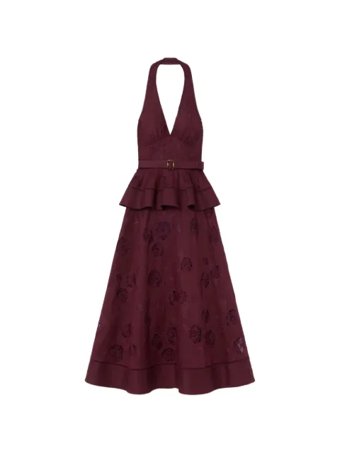 Self-Portrait floral-embroidered midi dress