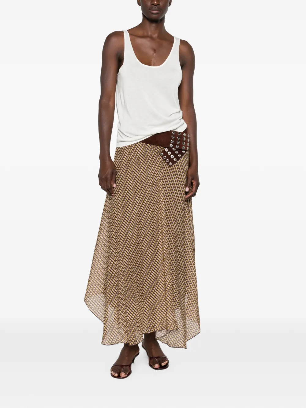 SIR. Cooper maxi-rok met geometrisch patroon Bruin