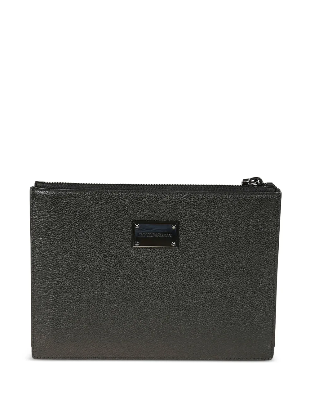 Emporio Armani leather plaque clutch bag - Nero