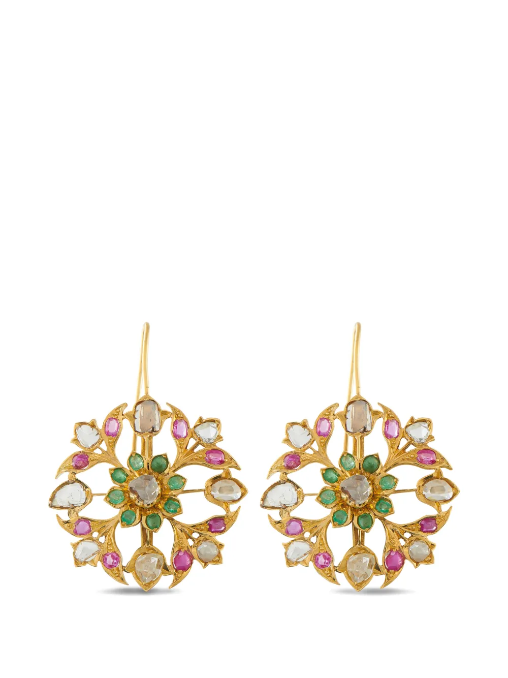LB Exclusive floral-motif multi-stone earrings - Oro