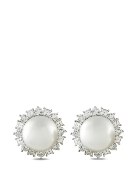 Harry Winston diamond pearl earrings