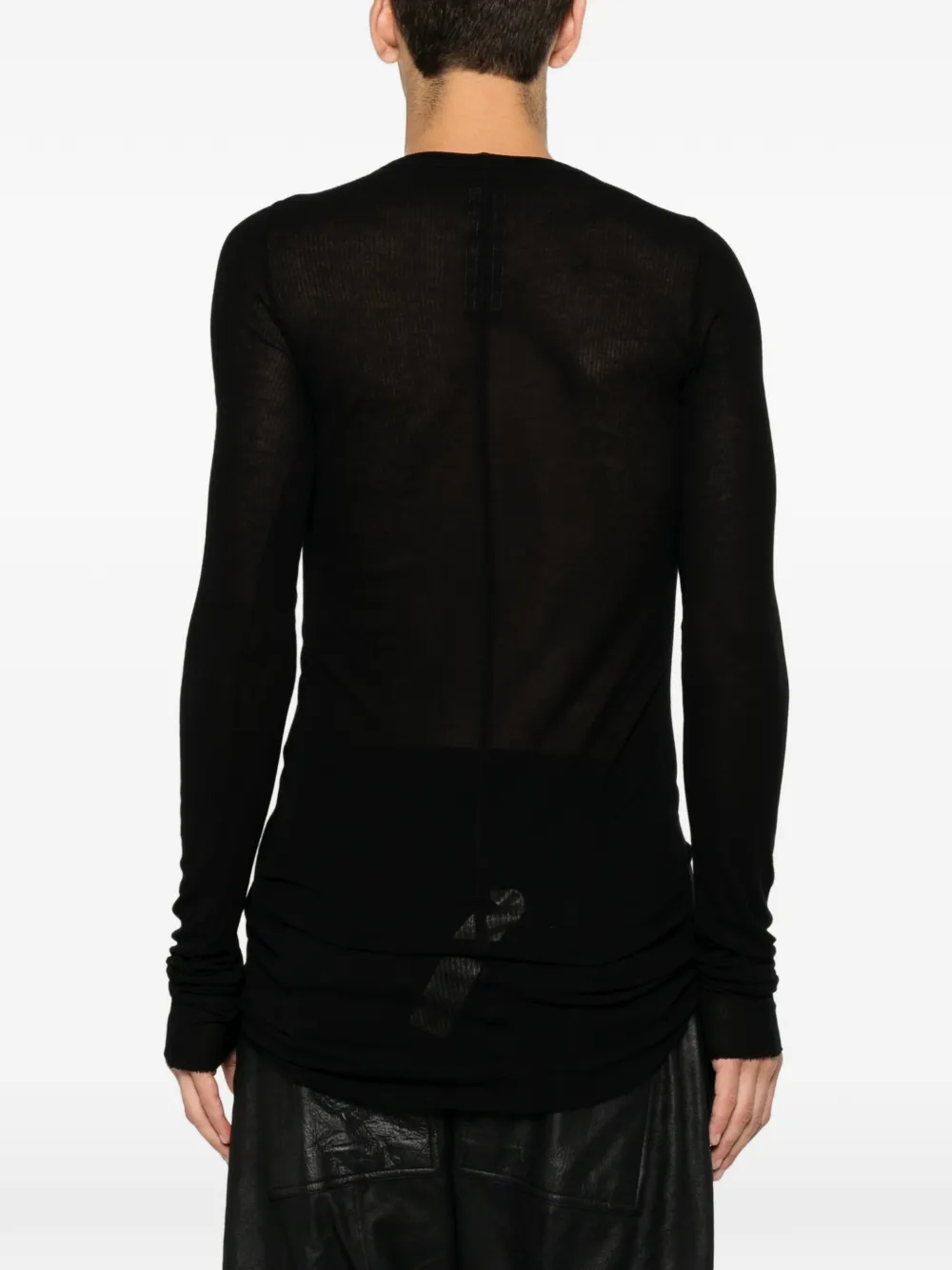 Rick Owens Rib LS T gerafeld T-shirt Zwart