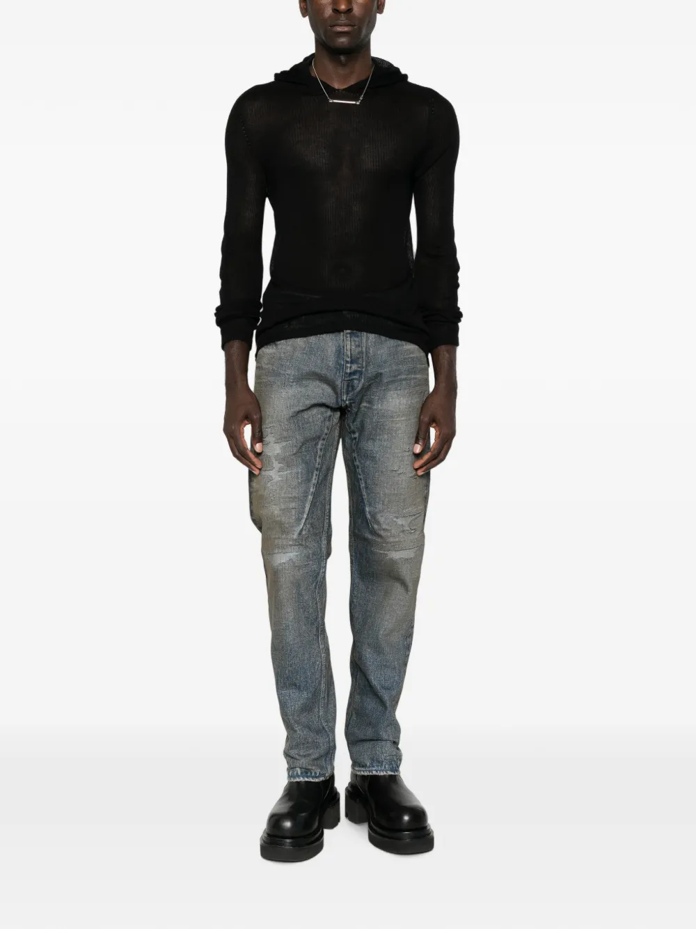 Rick Owens Doorzichtige trui met capuchon Zwart
