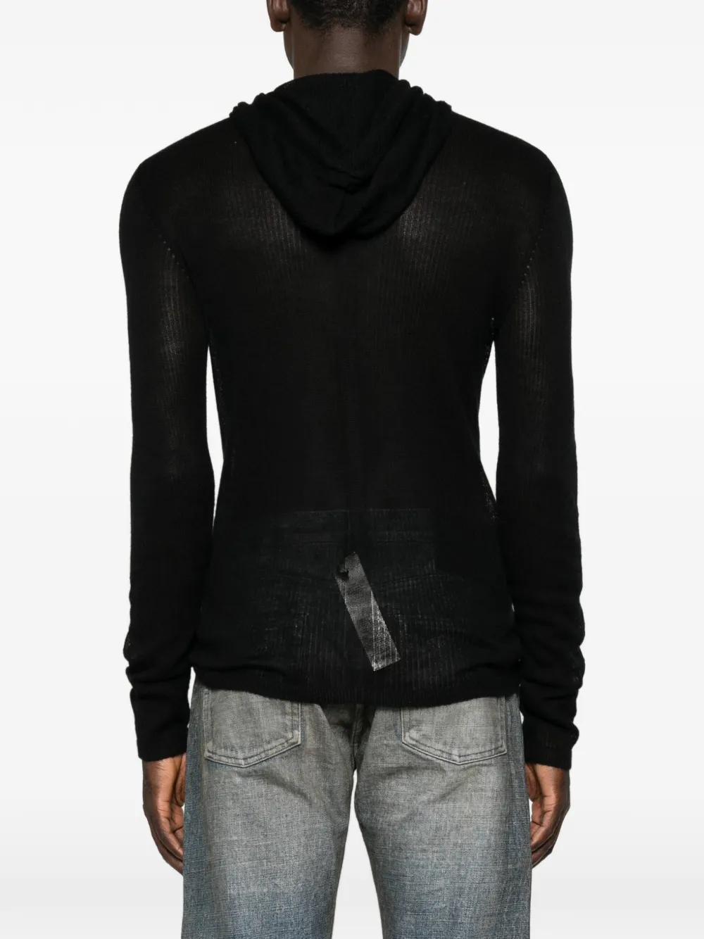 Rick Owens Doorzichtige trui met capuchon Zwart
