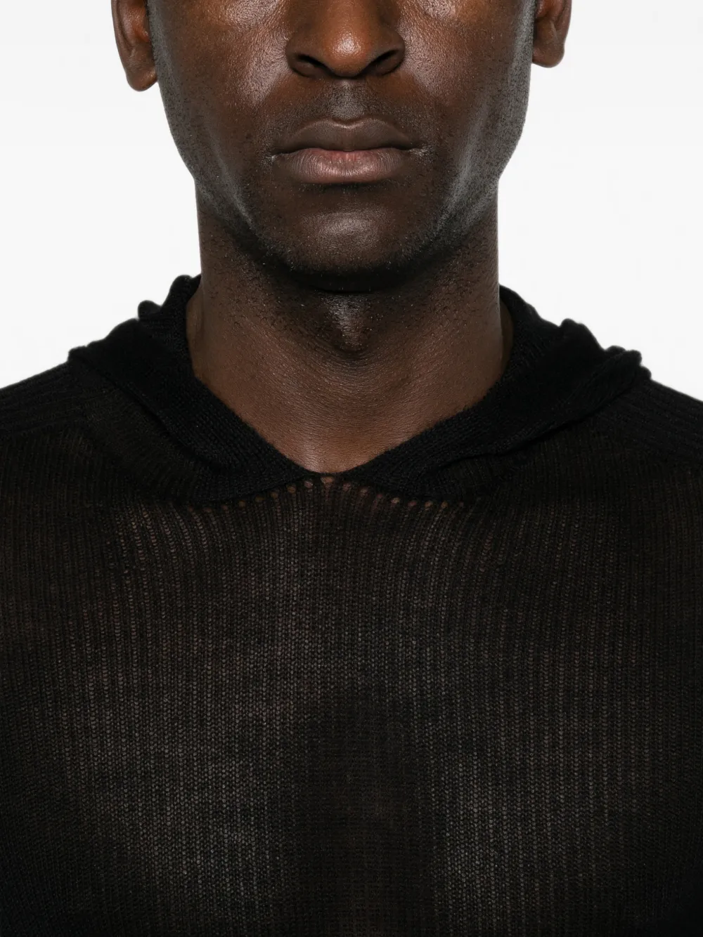 Rick Owens Doorzichtige trui met capuchon Zwart
