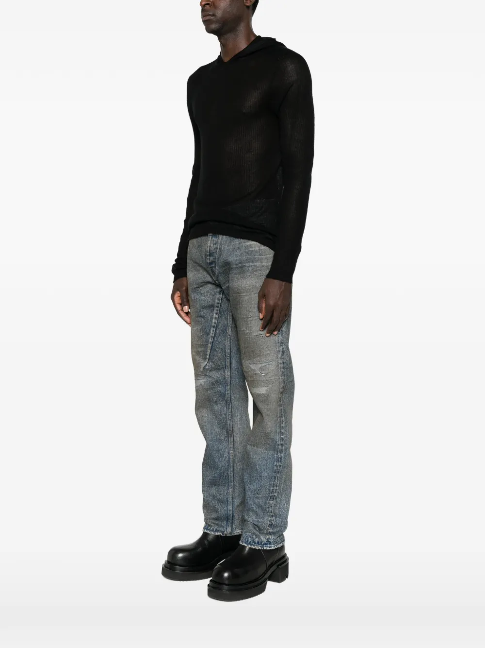 Rick Owens Doorzichtige trui met capuchon Zwart