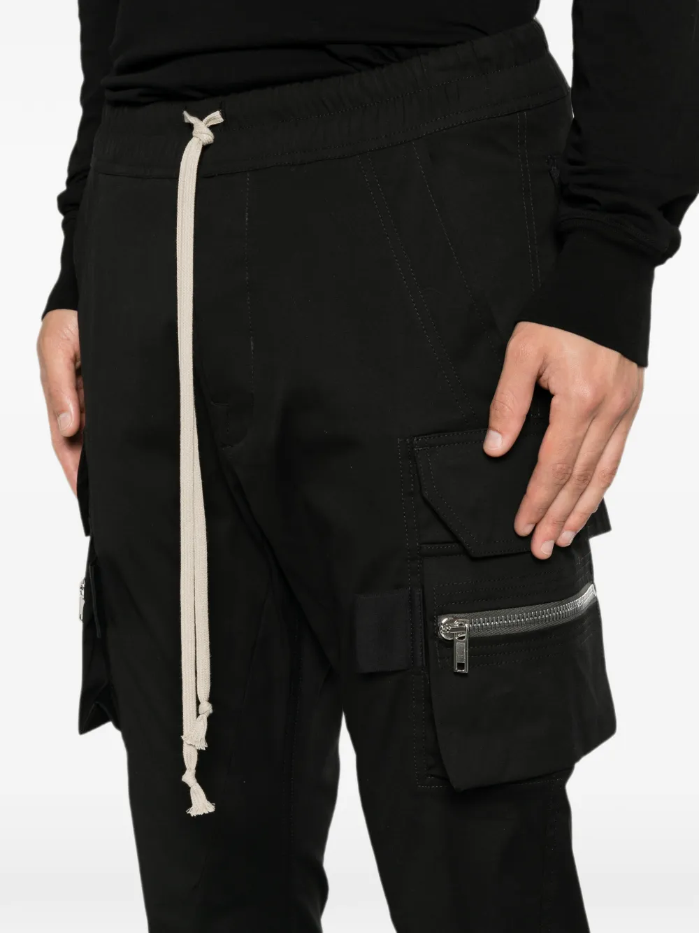 Rick Owens Tower Mastodon cargo broek van zwarte popeline