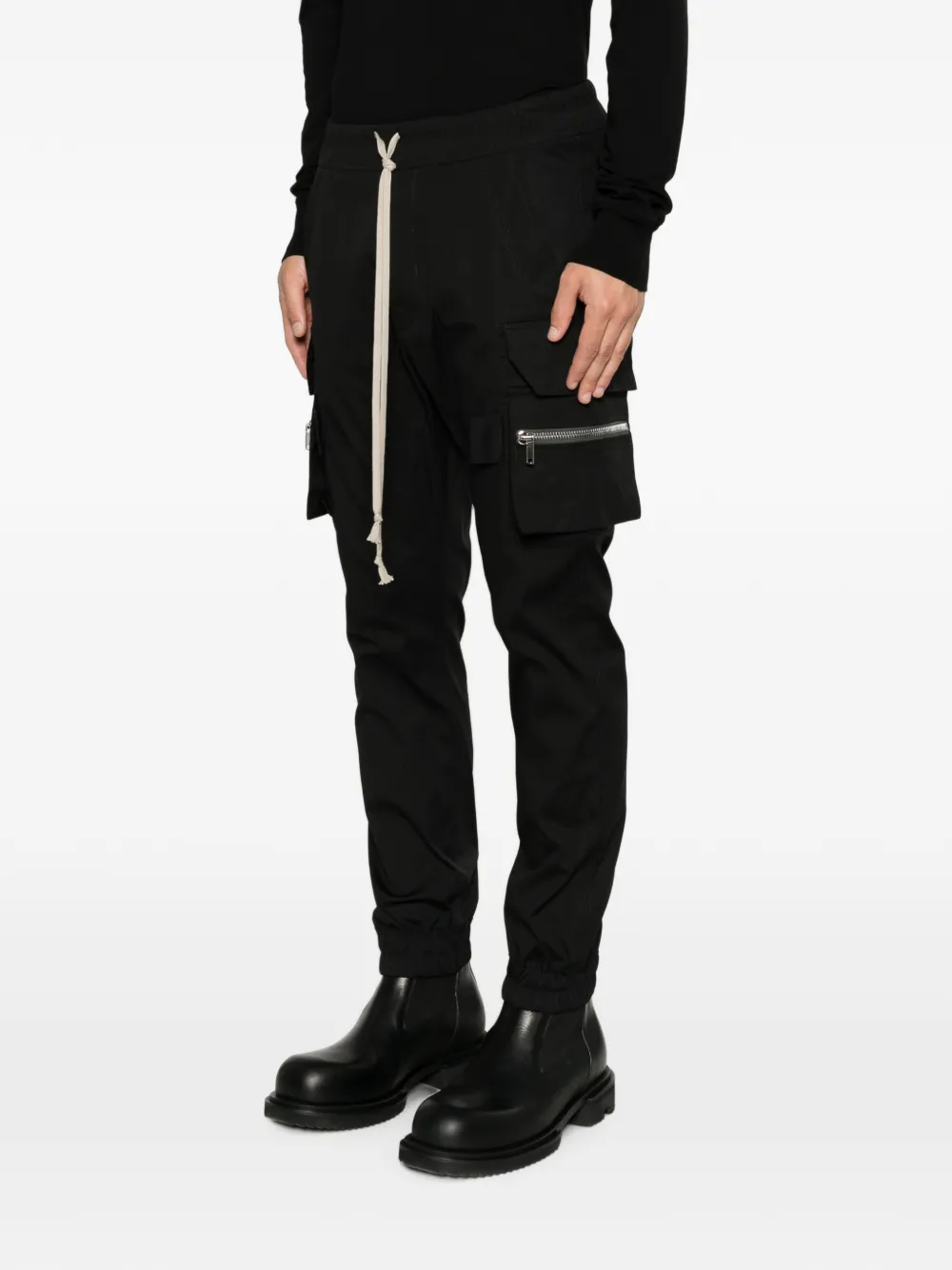 Rick Owens Tower Mastodon cargo broek van zwarte popeline