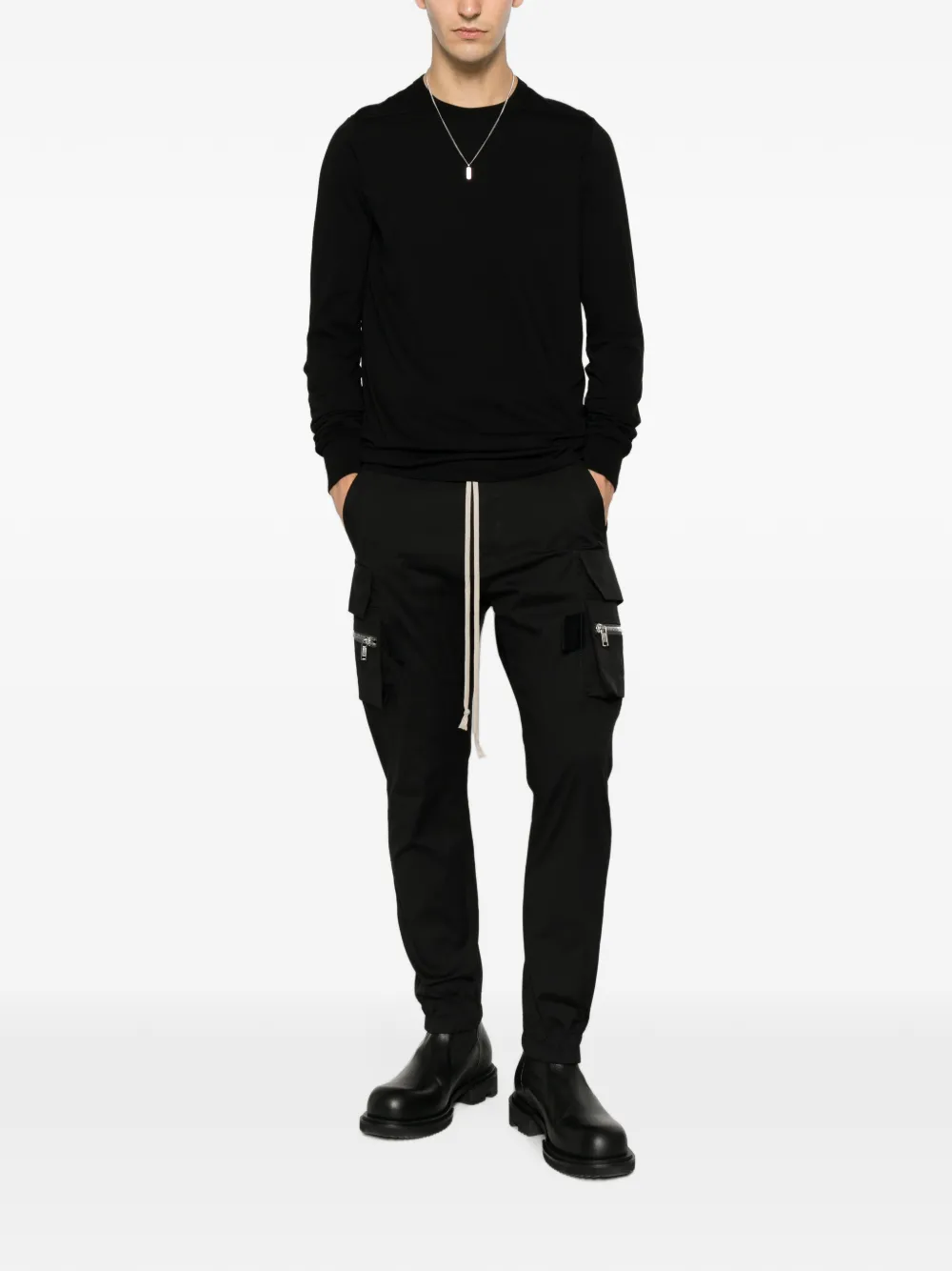 Rick Owens Tower Mastodon cargo broek van zwarte popeline