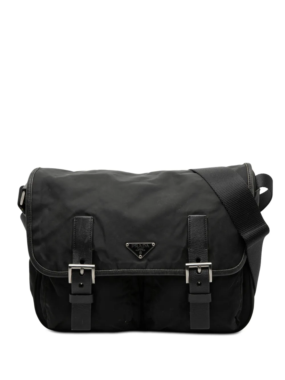 Prada Pre-Owned 2000-2013 Tessuto Double Buckle Messenger Bag crossbody bag - Nero