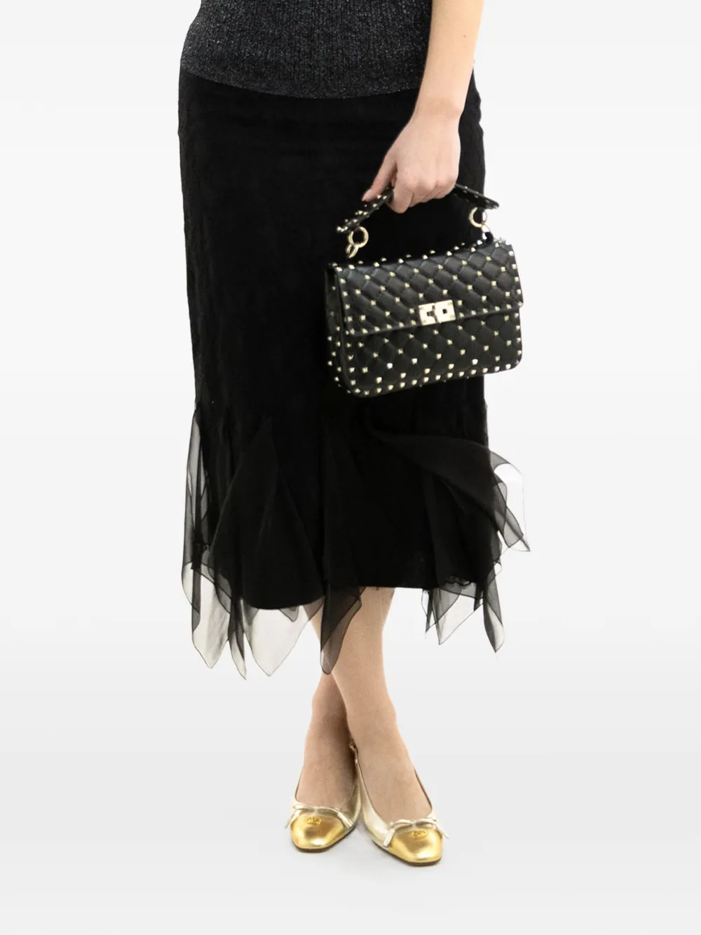 Valentino Garavani lace ruffled skirt - Nero