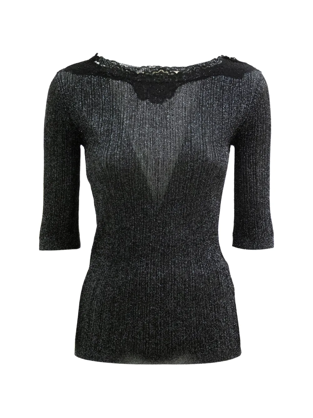 Valentino Garavani lace ribbed top - Nero