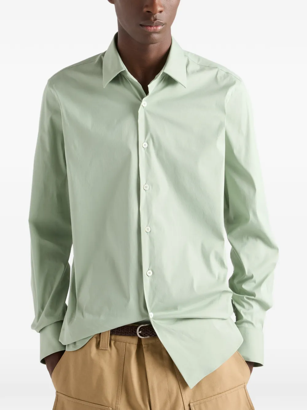  Prada Stretch Cotton Shirt - Green 