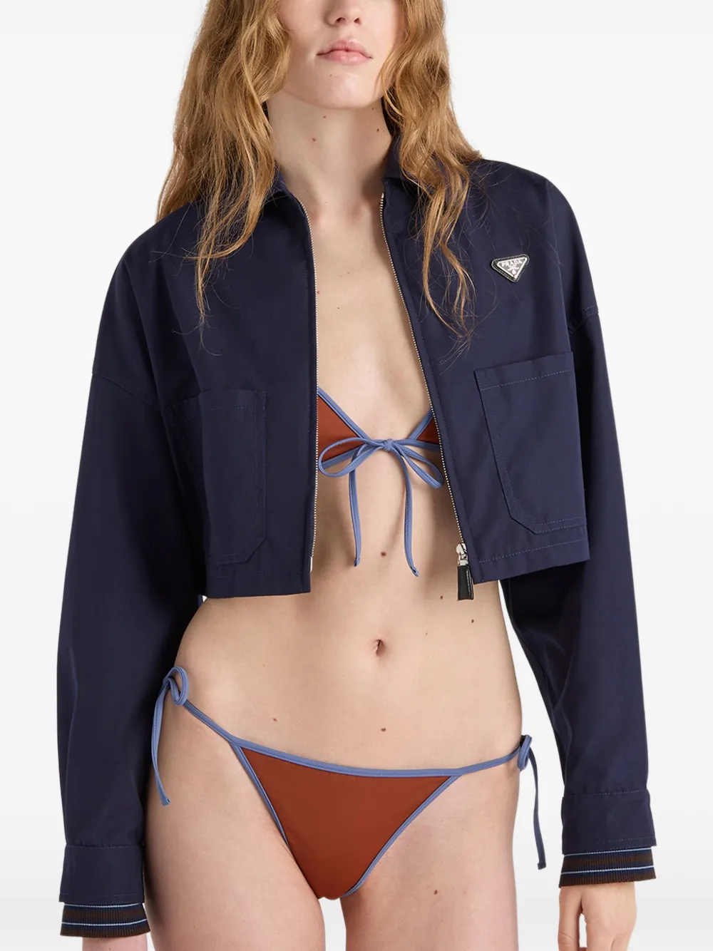  Prada Top De Bikini De Jersey De Triángulo - Naranja 