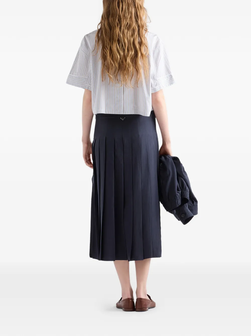 Prada Zijden midi-plooirok Blauw