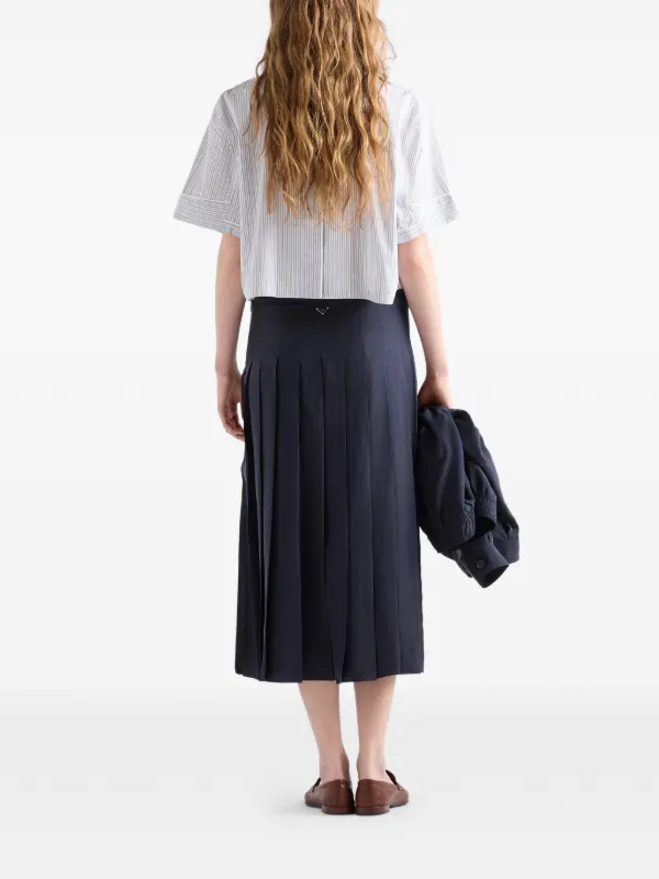 Prada シルク プリーツミディスカート | ブルー | FARFETCH JP