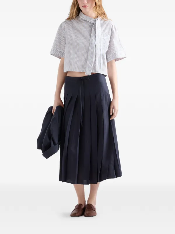Prada Pleated Silk midi-skirt | Blue | FARFETCH AO