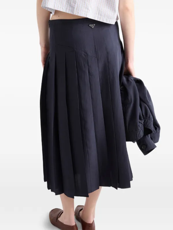 Prada Pleated Silk midi-skirt | Blue | FARFETCH IE