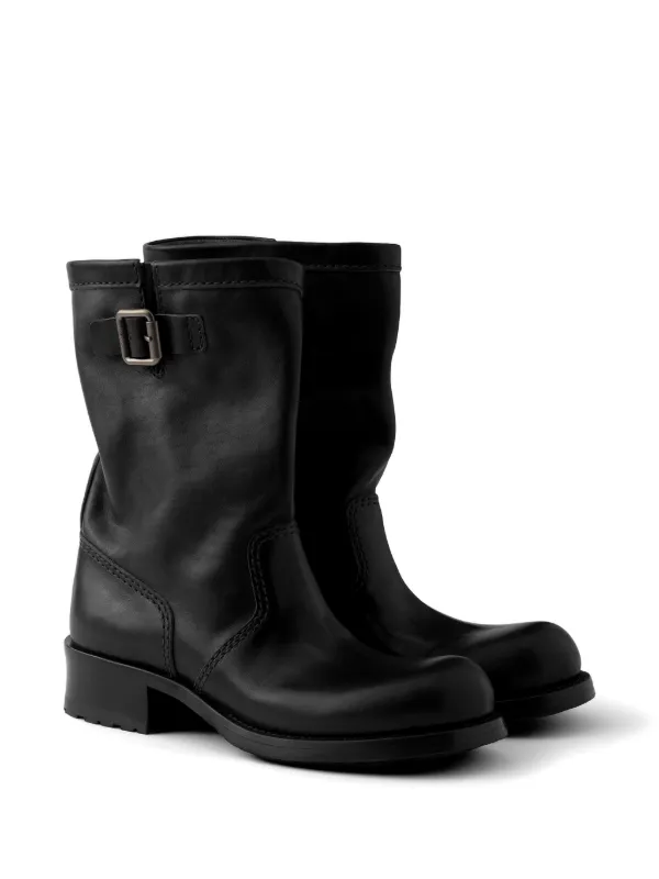 Prada Leather mid-calf Boots | Black | FARFETCH CA
