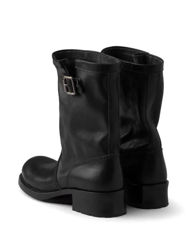 Prada Leather mid-calf Boots | Black | FARFETCH CA