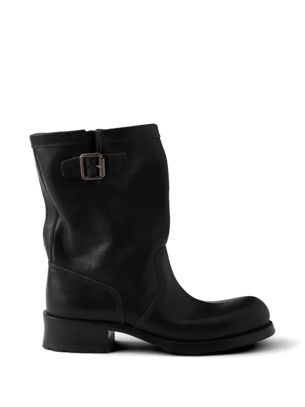 Prada Leather mid-calf Boots | Black | FARFETCH CA