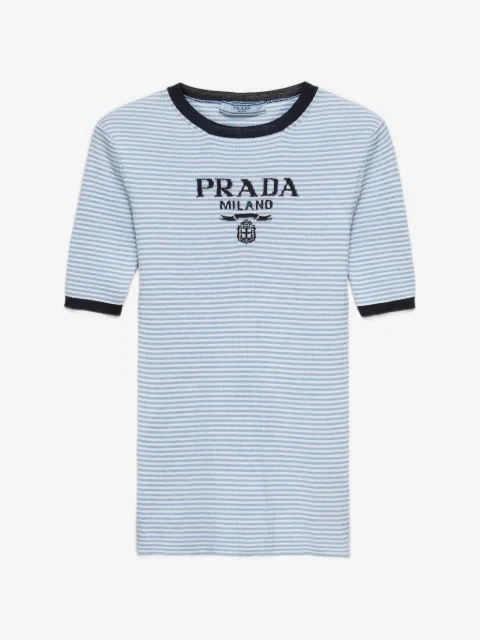 Prada striped silk crew-neck sweater