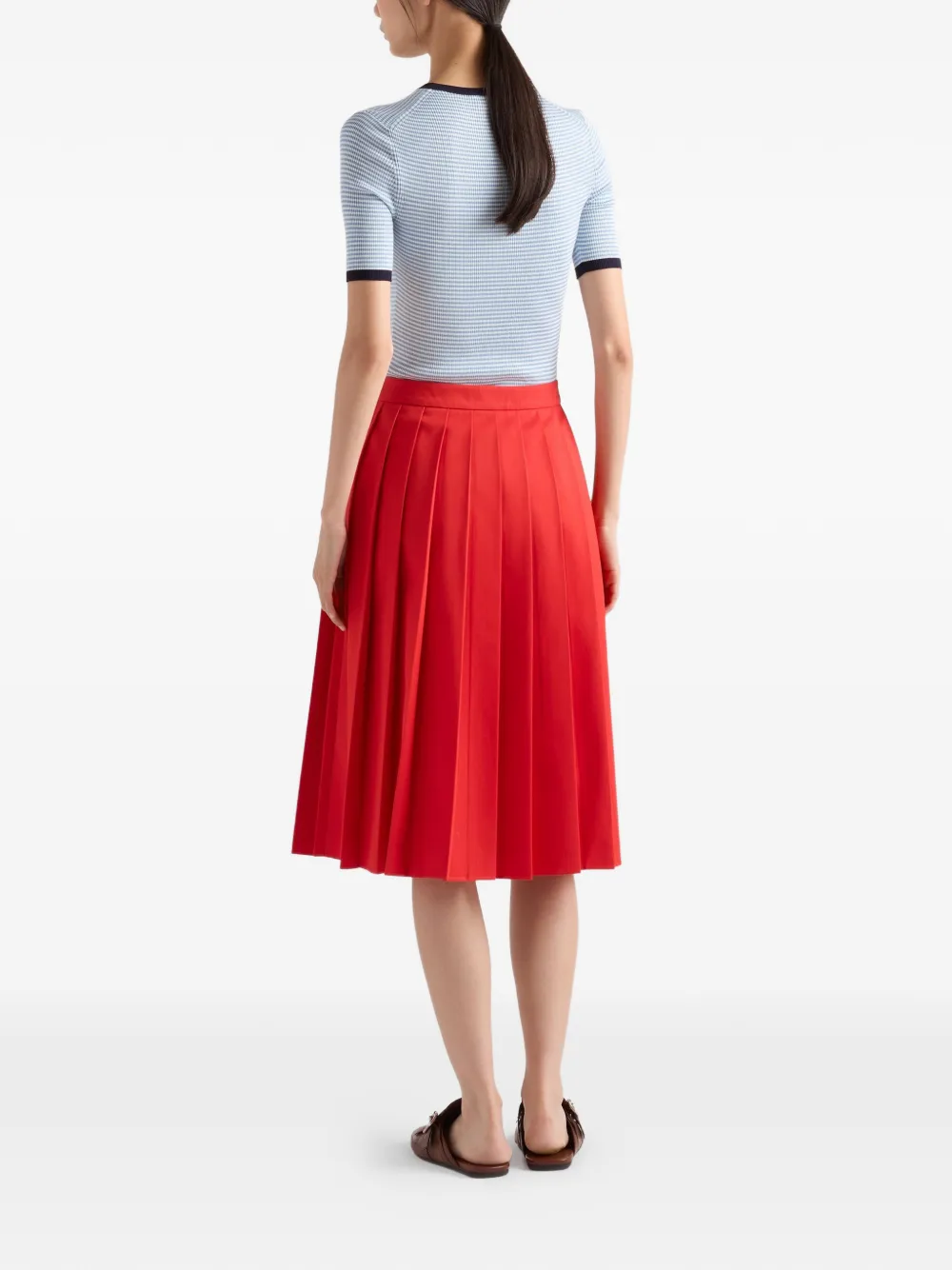  Prada Jersey De Seda A Rayas Con Cuello Redondo - Azul 