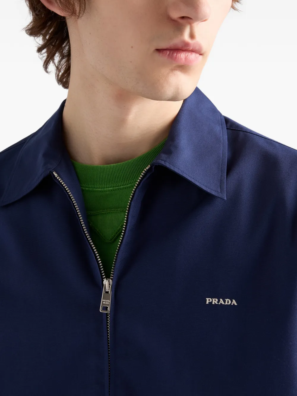 Prada ショートスリーブ テクニカルコットンシャツ | ブルー | FARFETCH JP