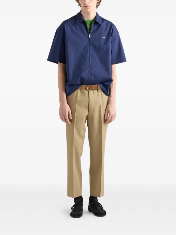 Prada ショートスリーブ テクニカルコットンシャツ | ブルー | FARFETCH JP