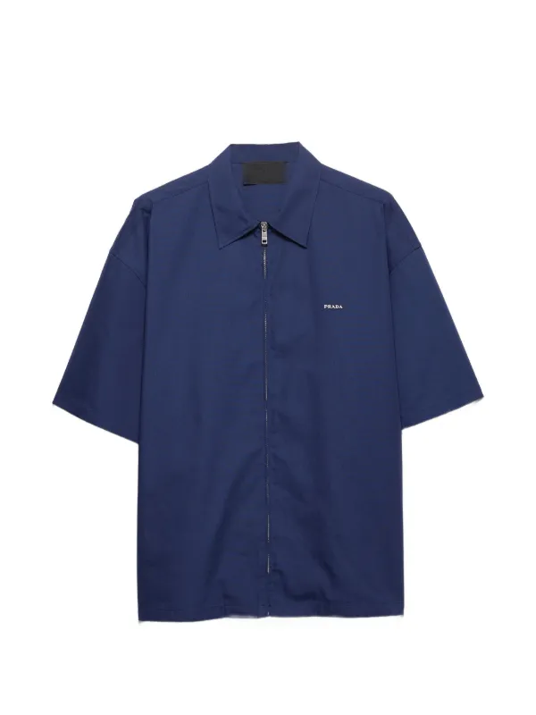 Prada ショートスリーブ テクニカルコットンシャツ | ブルー | FARFETCH JP