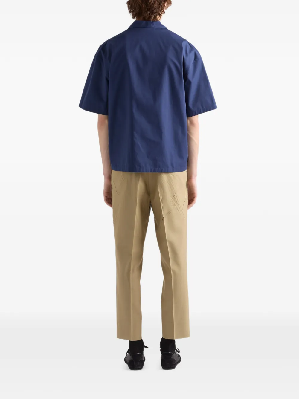 Prada Techno katoenen overhemd met korte mouwen Blauw