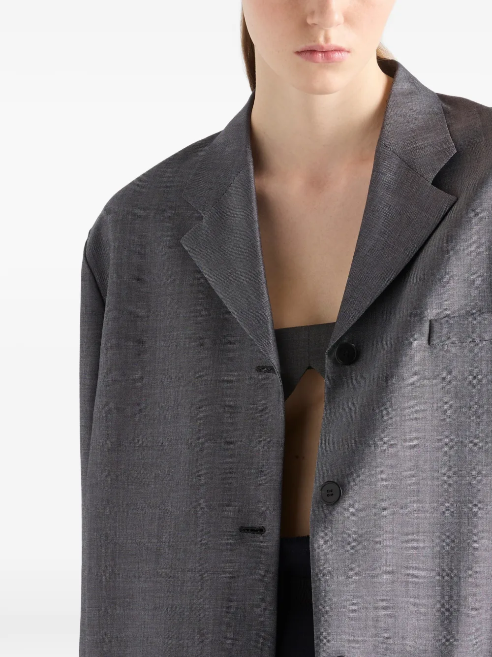 Prada Jack met enkele rij knopen van mohair Grijs