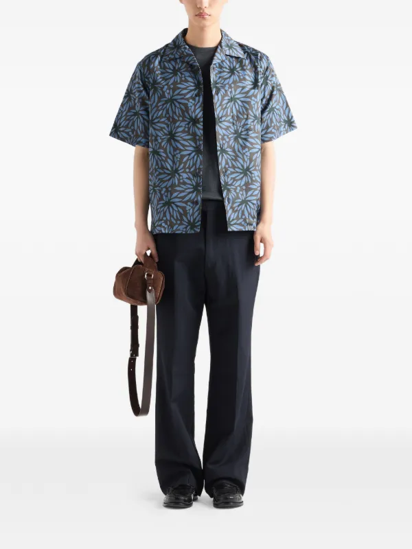 Prada プリント コットンボウリングシャツ | グレー | FARFETCH JP