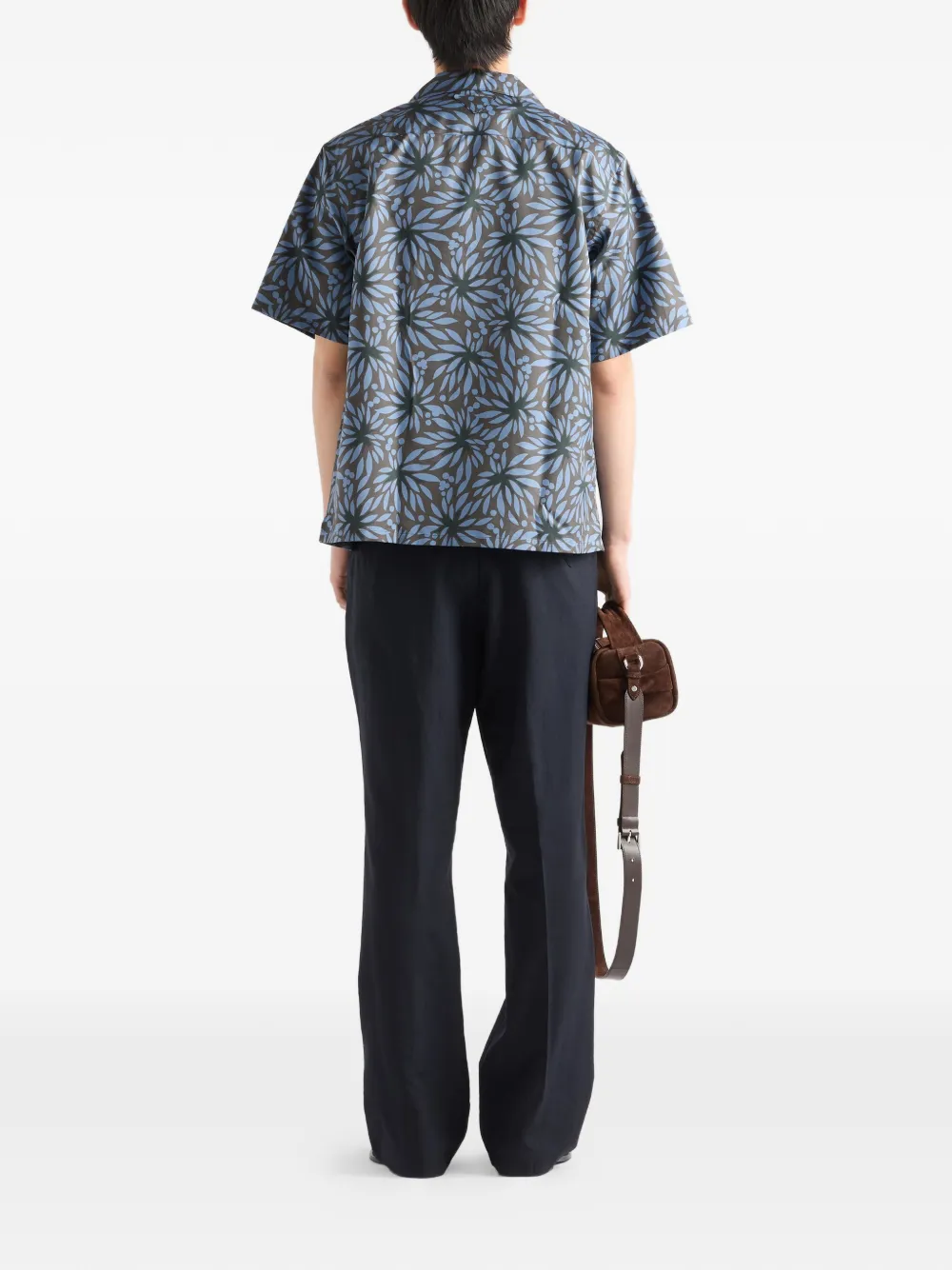  Prada Printed Cotton Bowling Shirt - Grey 