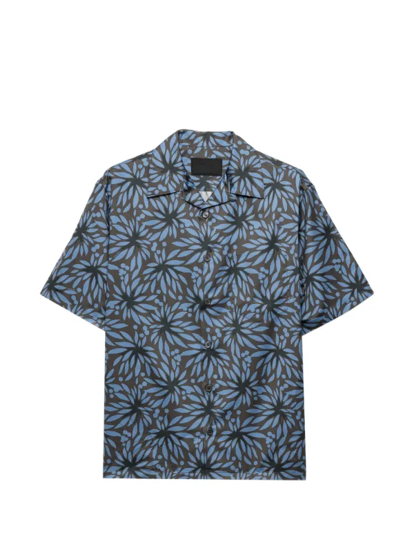 Prada プリント コットンボウリングシャツ | グレー | FARFETCH JP