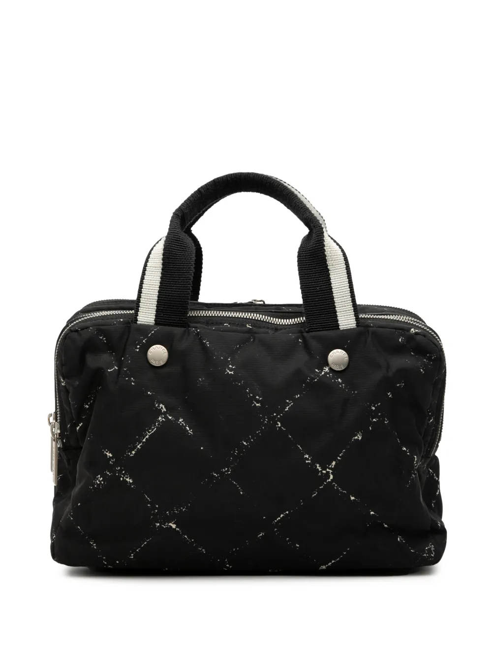 Pre-owned Chanel 2000-2002 Old Travel Line Nylon Handbag In Black