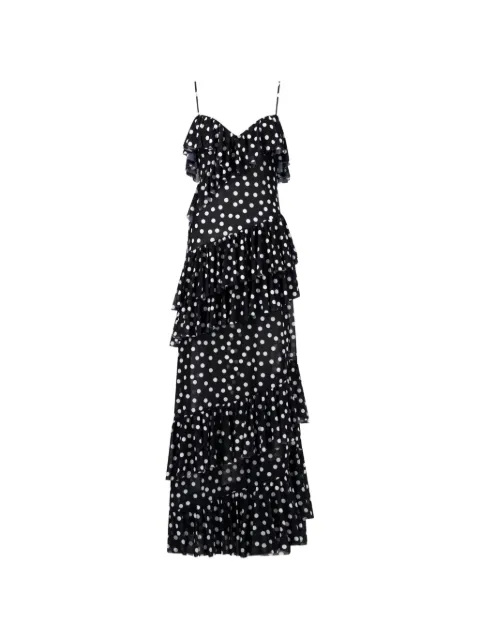 Leslie Amon polka-dot ruffled maxi dress