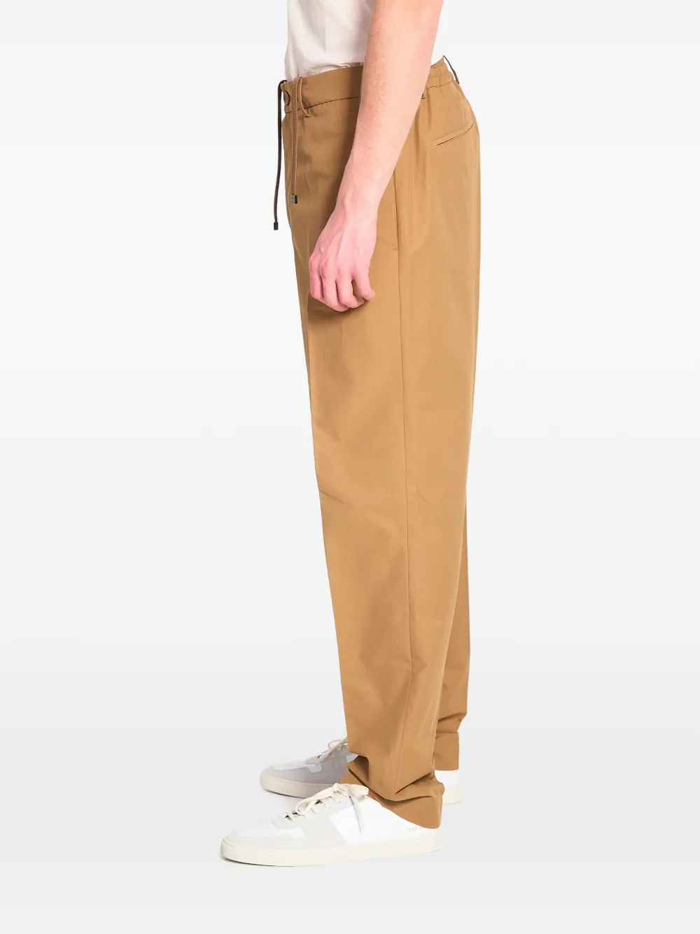  Moncler Drawstring Leather Logo Patch Trousers - Neutrals 